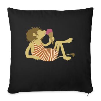 Löwe ißt Eis - Sofakissenbezug 45 x 45 cm - Schwarz - Vorne