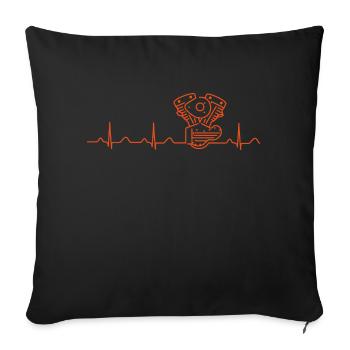 V2 Shovelhead Heartbeat orange - Housse de coussin décorative 45 x 45 cm - noir - Devant