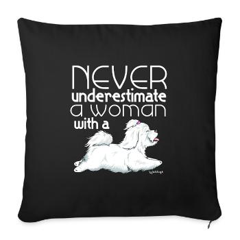 Coton De Tuléar Femme2 - Housse de coussin décorative 45 x 45 cm - noir - Devant
