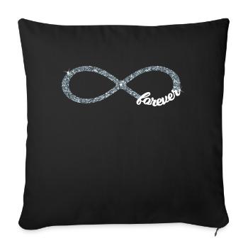 Infinity forever Love Unendlichkeit silber Glitzer - Sofakissenbezug 45 x 45 cm - Schwarz - Vorne