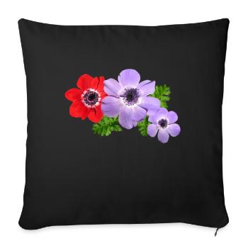flowers lilies tulips orchids sunflower dahlia ger - Sofa pillowcase 17,3'' x 17,3'' (45 x 45 cm) - black - Front