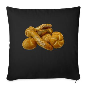 brot broetchen crossaint baecker baguette bread bu - Sofakissenbezug 45 x 45 cm - Schwarz - Vorne