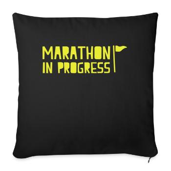 marathon in progress with little flag - Sofa pillowcase 17,3'' x 17,3'' (45 x 45 cm) - black - Front