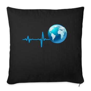 Geschenk Heartbeat Erde Welt Planet - Sofakissenbezug 45 x 45 cm - Schwarz - Vorne