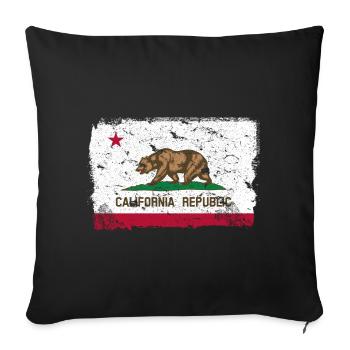 Californie Drapeau Vintage - Housse de coussin décorative 45 x 45 cm - noir - Devant