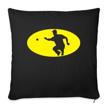 petanque ball bat logo - Sofa pillowcase 17,3'' x 17,3'' (45 x 45 cm) - black - Front