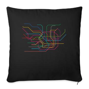 Tokyo Subway Map - Sofa pillowcase 17,3'' x 17,3'' (45 x 45 cm) - black - Front