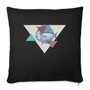 Fish triangle design - Sofa pillowcase 17,3'' x 17,3'' (45 x 45 cm) - black - Front