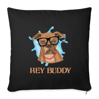 Nerd chien race smart boxer avec des lunettes - Housse de coussin décorative 45 x 45 cm - noir - Devant