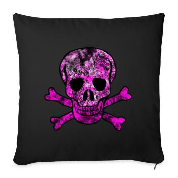 Skull skull and crossbones - Sofa pillowcase 17,3'' x 17,3'' (45 x 45 cm) - black - Front