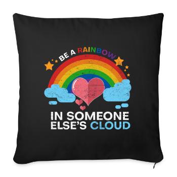Amour de coeur arc-en-ciel - Housse de coussin décorative 45 x 45 cm - noir - Devant