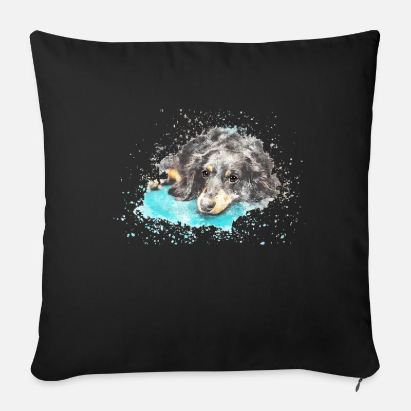 Dog is lying - Sofa pillowcase 17,3'' x 17,3'' (45 x 45 cm) - black