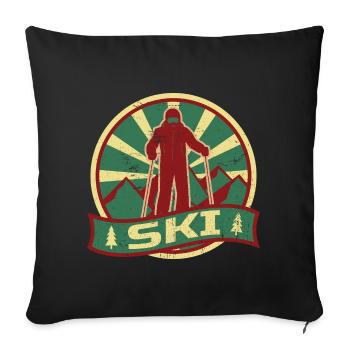 Propagande de ski | Sports d'hiver Vacances d'hiver - Housse de coussin décorative 45 x 45 cm - noir - Devant