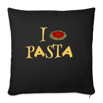 J'adore les pâtes - J'aime les pâtes - Housse de coussin décorative 45 x 45 cm - noir - Devant
