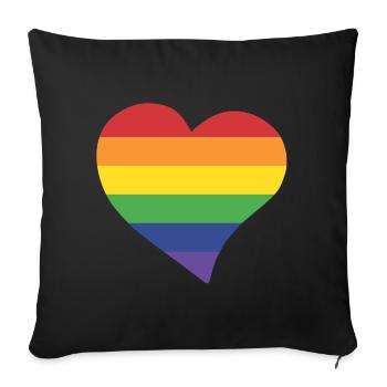Rainbow heart - Sofa pillowcase 17,3'' x 17,3'' (45 x 45 cm) - black - Front