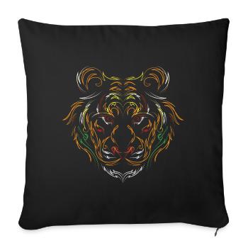 Art du lion couleurs abstraites - Housse de coussin décorative 45 x 45 cm - noir - Devant