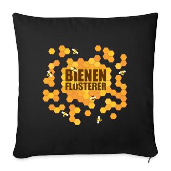 Abeille chuchoteur abeille apiculteur cadeau de miel - Housse de coussin décorative 45 x 45 cm - noir - Devant