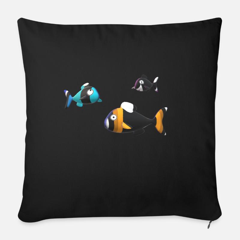 fishes - Sofa pillowcase 17,3'' x 17,3'' (45 x 45 cm) - black