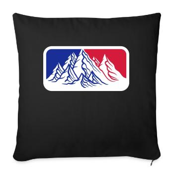 rouge bleu logo montagnes huegel alpes randonnees urlaug fe - Housse de coussin décorative 45 x 45 cm - noir - Devant