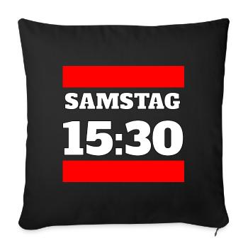 Samedi 15:30 - Stade de football coup d’envoi - Housse de coussin décorative 45 x 45 cm - noir - Devant