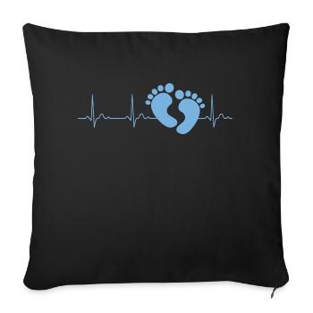 Heartbeat Baby Feet Love Blue Boy Gift - Sofa pillowcase 17,3'' x 17,3'' (45 x 45 cm) - black - Front