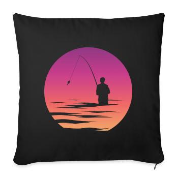 Pêcheur pêcheur lac symbole lune mer Illustration - Housse de coussin décorative 45 x 45 cm - noir - Devant