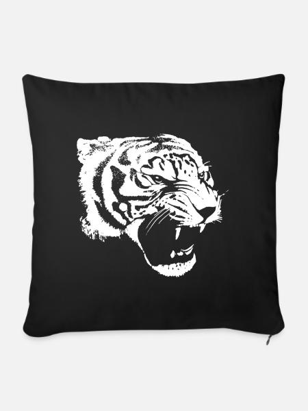 Tiger wütend - Sofakissenbezug 45 x 45 cm - Schwarz