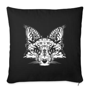 Une tête de renard- blanc - Housse de coussin décorative 45 x 45 cm - noir - Devant