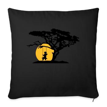 sun silhouette tree africa savanna lonely trauri - Sofa pillowcase 17,3'' x 17,3'' (45 x 45 cm) - black - Front