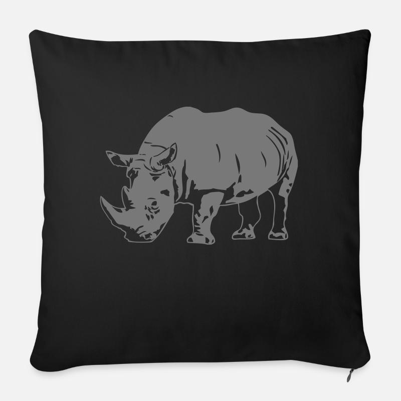 Nashorn - Rhino - Sofakissenbezug 45 x 45 cm - Schwarz