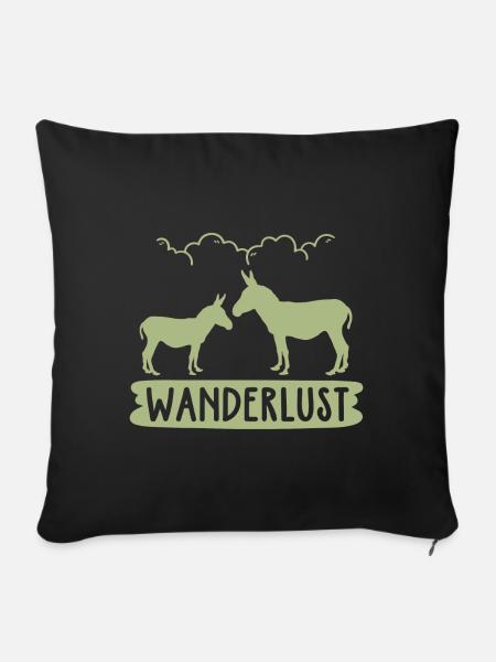 Wanderlust Eselreise - Sofakissenbezug 45 x 45 cm - Schwarz