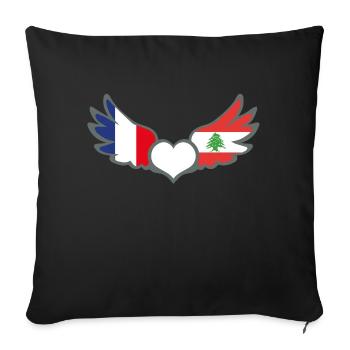 Drapeaux Français et Libanais France Liban II - Housse de coussin décorative 45 x 45 cm - noir - Devant