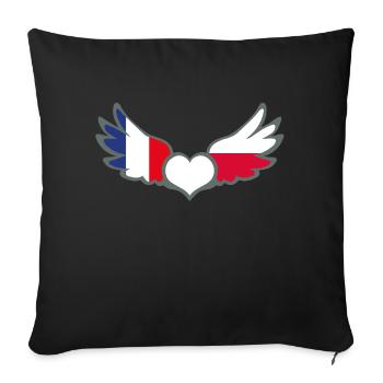 Drapeaux Français et polonais France Pologne II - Housse de coussin décorative 45 x 45 cm - noir - Devant