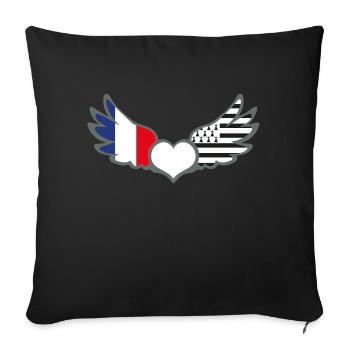 Drapeaux France et Bretagne Français et Breton - Housse de coussin décorative 45 x 45 cm - noir - Devant