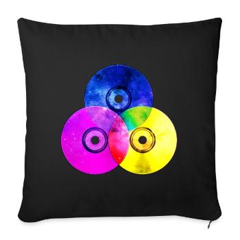 Colourful CDs (triangle) - Sofa pillowcase 17,3'' x 17,3'' (45 x 45 cm) - black - Front