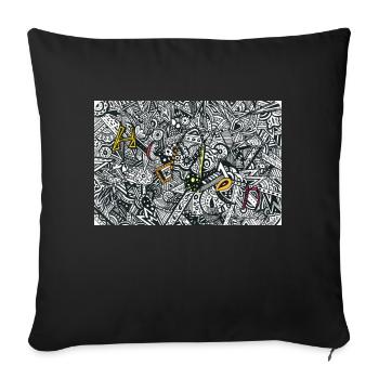 Hidden Zentangle Art Solution yellow edition - Sofa pillowcase 17,3'' x 17,3'' (45 x 45 cm) - black - Front
