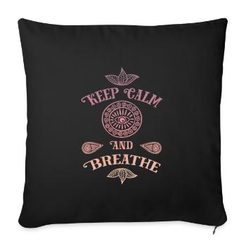 Keep Calm and Breathe Yoga - Sofakissenbezug 45 x 45 cm - Schwarz - Vorne