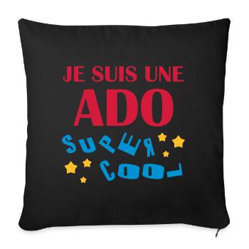 Ado - Adolescent - Adolescente - Famille - Jeune - Sofa pillowcase 17,3'' x 17,3'' (45 x 45 cm) - black - Front