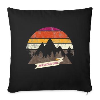 Mountain Girl Mountains Women's Retro Partner Shirt Fun - Sofa pillowcase 17,3'' x 17,3'' (45 x 45 cm) - black - Front