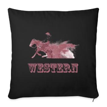 équitation ouest - Housse de coussin décorative 45 x 45 cm - noir - Devant