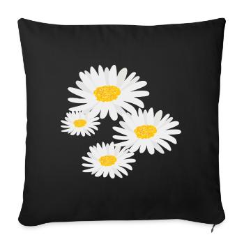 Flower Daisies - Sofa pillowcase 17,3'' x 17,3'' (45 x 45 cm) - black - Front
