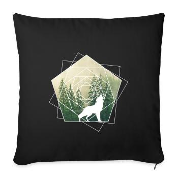 nature geometry shapes wolf forest - Sofa pillowcase 17,3'' x 17,3'' (45 x 45 cm) - black - Front