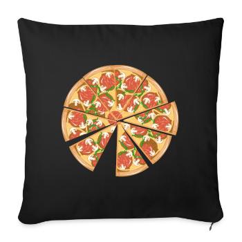Pizza au salami, poivrons, champignons et fromage - Housse de coussin décorative 45 x 45 cm - noir - Devant