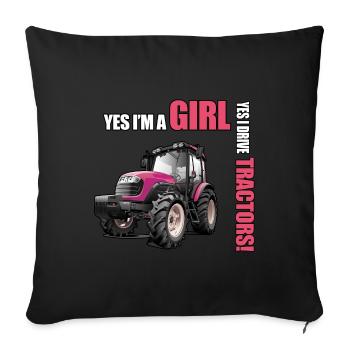 tractor - Sofa pillowcase 17,3'' x 17,3'' (45 x 45 cm) - black - Front