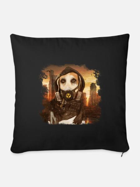 Apocalyptic dog # 2 - Sofa pillowcase 17,3'' x 17,3'' (45 x 45 cm) - black
