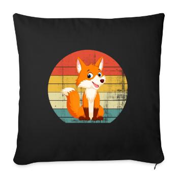 Jeune renard - Housse de coussin décorative 45 x 45 cm - noir - Devant