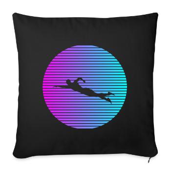 nageur - Housse de coussin décorative 45 x 45 cm - noir - Devant