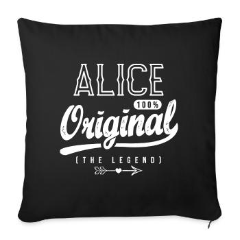 prénom ALICE cadeau personnalisé noel anniversaire - Housse de coussin décorative 45 x 45 cm - noir - Devant