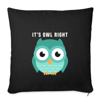 Eule - Sofakissenbezug 45 x 45 cm - Schwarz - Vorne