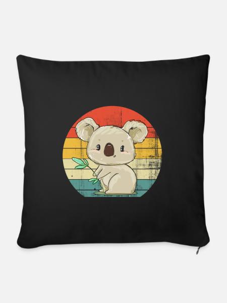 Koala-Zeichnung - Sofakissenbezug 45 x 45 cm - Schwarz